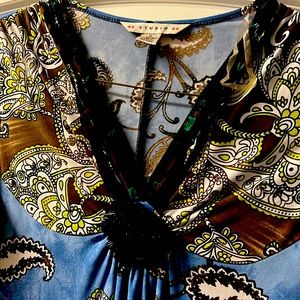 Dress size 4, multi color cream/tan/blk/blue/lime